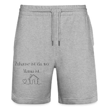 Zuhause ist da, wo Mama ist. - Stanley/Stella Unisex Bio Joggingshorts Trainer  - Grau meliert - Vorne - Nik (191cm) & Marisol (170cm)