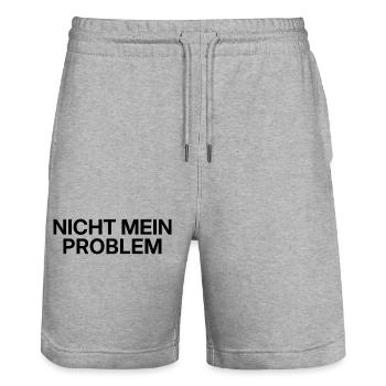 Nicht mein Problem – minimalistisches Statement - Stanley/Stella Unisex Bio Joggingshorts Trainer  - Grau meliert - Vorne - Nik (191cm) & Marisol (170cm)