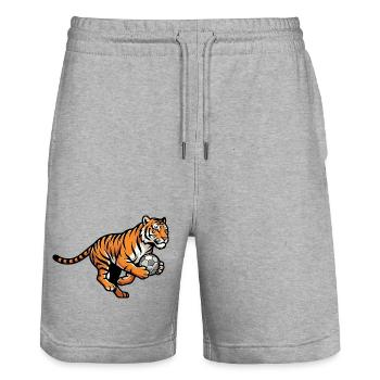 Starker Tiger Mit Fußball Für Fußballfans - Stanley/Stella Unisex Bio Joggingshorts Trainer  - Grau meliert - Vorne - Nik (191cm) & Marisol (170cm)