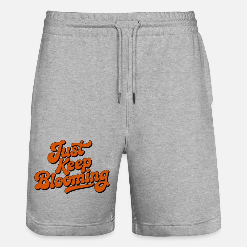 Bleib einfach weiter blühende Blumenschrift - Stanley/Stella Unisex Bio Joggingshorts Trainer  - Grau meliert