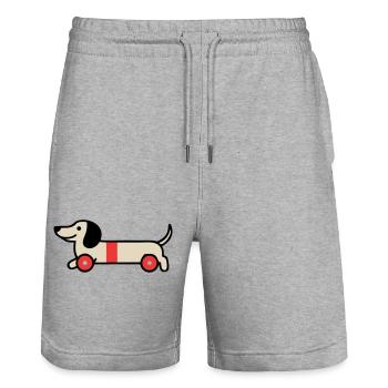 Dackel Spielzeug Holzrad Kind - Stanley/Stella Unisex Bio Joggingshorts Trainer  - Grau meliert - Vorne - Nik (191cm) & Marisol (170cm)
