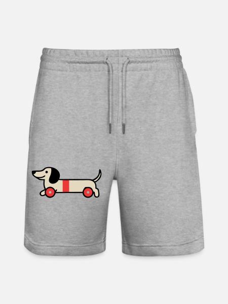 Dackel Spielzeug Holzrad Kind - Stanley/Stella Unisex Bio Joggingshorts Trainer  - Grau meliert