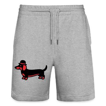Cool Dachshund Hat Gentleman - Stanley/Stella Trainer Unisex Organic Jogging Shorts - heather grey - Front - Nik (191cm) & Marisol (170cm)