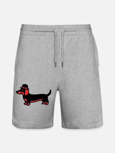 Cool Dachshund Hat Gentleman - Stanley/Stella Trainer Unisex Organic Jogging Shorts - heather grey