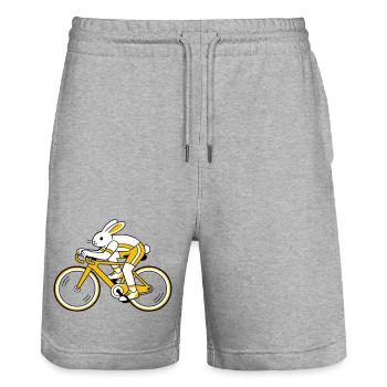 hare on a racing bike - Stanley/Stella Trainer Unisex Organic Jogging Shorts - heather grey - Front - Nik (191cm) & Marisol (170cm)