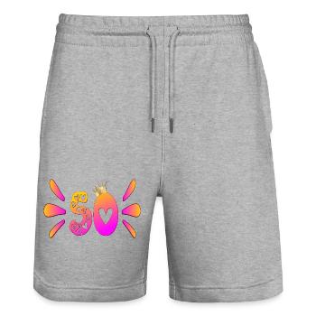 Fifty Crown - 50th Birthday - Stanley/Stella Trainer Unisex Organic Jogging Shorts - heather grey - Front - Nik (191cm) & Marisol (170cm)