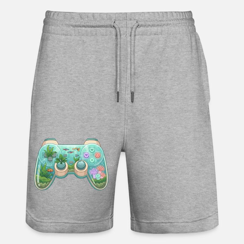 Ocean Controller - Cute Gaming Sticker - Stanley/Stella Trainer Unisex Organic Jogging Shorts - heather grey