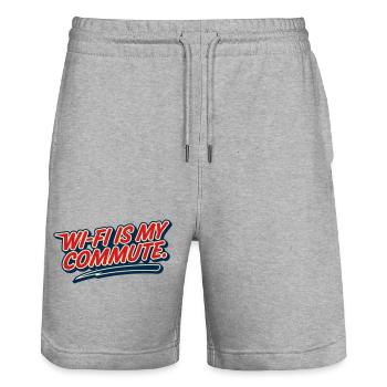 Wi-Fi Commute Home Work Humor Geek - Stanley/Stella Trainer Unisex Organic Jogging Shorts - heather grey - Front - Nik (191cm) & Marisol (170cm)