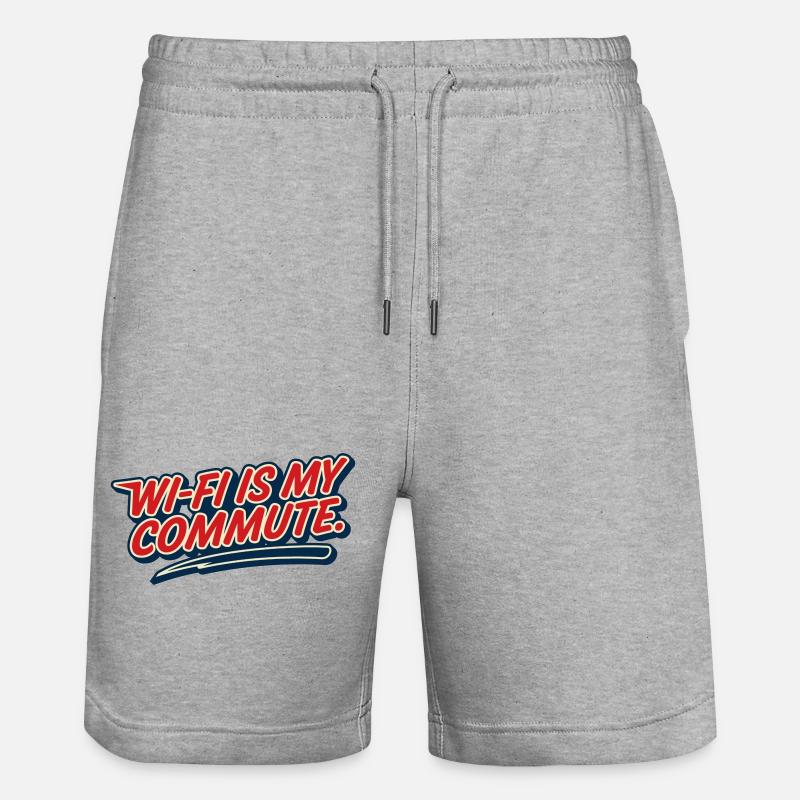 WLAN-Pendel, Hausaufgabe, Humor-Nerd, - Stanley/Stella Unisex Bio Joggingshorts Trainer  - Grau meliert