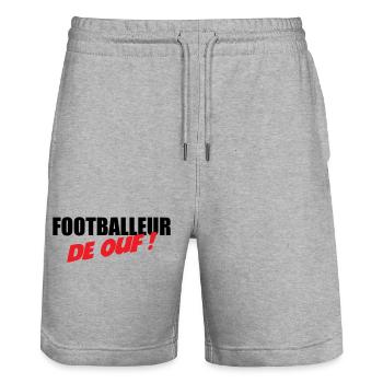 Footballeur de Ouf : Affichez Votre Talent Brut - Short de jogging bio TRAINER Stanley/Stella unisexe - gris chiné - Devant - Nik (191cm) & Marisol (170cm)