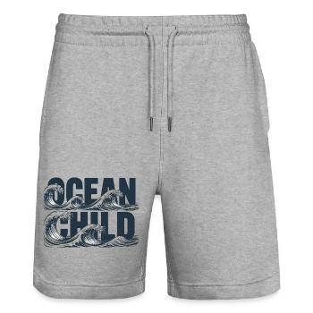 Ocean Child Waves Surf Beach Ocean Lover Shirt - Stanley/Stella Unisex Bio Joggingshorts Trainer  - Grau meliert - Vorne - Nik (191cm) & Marisol (170cm)