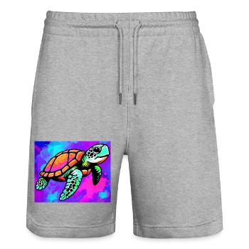 turtle - Stanley/Stella Trainer Unisex Organic Jogging Shorts - heather grey - Front - Nik (191cm) & Marisol (170cm)