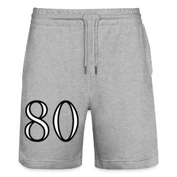 80. 80 JAHRE. 80. JUBILÄUM. 80-JAHRES-JUBILÄUM. - Stanley/Stella Unisex Bio Joggingshorts Trainer  - Grau meliert - Vorne - Nik (191cm) & Marisol (170cm)