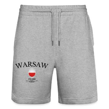 Souvenir Warsaw, elegant design Warsaw - Stanley/Stella Trainer Unisex Organic Jogging Shorts - heather grey - Front - Nik (191cm) & Marisol (170cm)