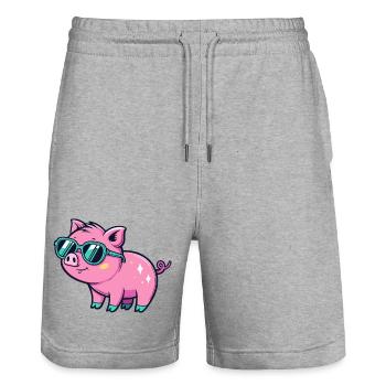 Cute Chic Pig Sonnenbrille - Stanley/Stella Unisex Bio Joggingshorts Trainer  - Grau meliert - Vorne - Nik (191cm) & Marisol (170cm)