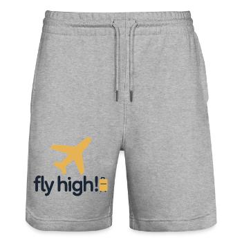 Fly High Travel Icon Tee - Stanley/Stella Trainer Unisex Organic Jogging Shorts - heather grey - Front - Nik (191cm) & Marisol (170cm)