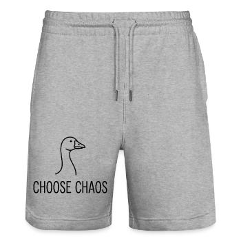 Choose Chaos Ente Linienkunst - Stanley/Stella Unisex Bio Joggingshorts Trainer  - Grau meliert - Vorne - Nik (191cm) & Marisol (170cm)