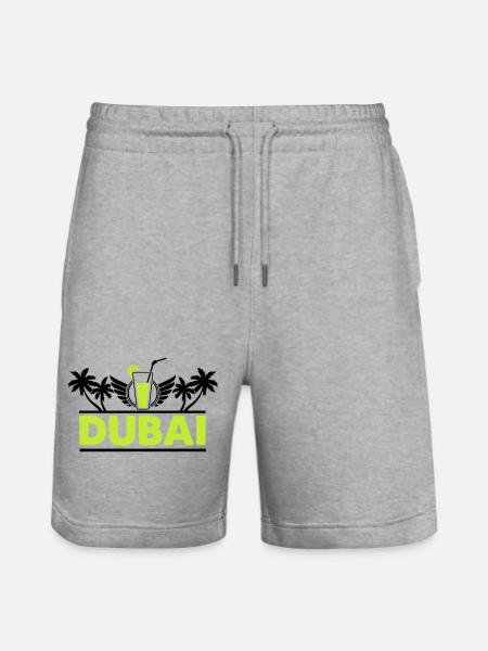 Dubai Lime Drink Neon Logo - Stanley/Stella Trainer Unisex Organic Jogging Shorts - heather grey