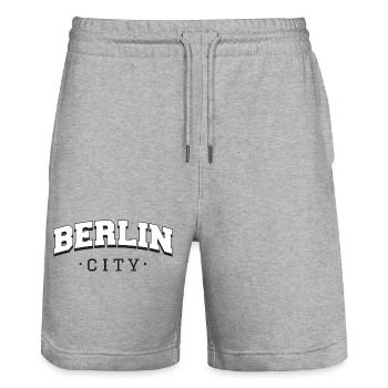 Berlin City - Stanley/Stella Unisex Bio Joggingshorts Trainer  - Grau meliert - Vorne - Nik (191cm) & Marisol (170cm)