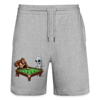 Billiards Professional Design – Snooker & Pool Billiards - Stanley/Stella Trainer Unisex Organic Jogging Shorts - heather grey - Front - Nik (191cm) & Marisol (170cm)
