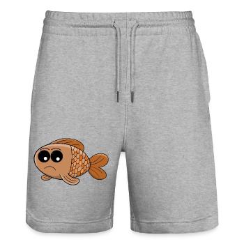 Grumpy Goldfish Cartoon - Stanley/Stella Unisex Bio Joggingshorts Trainer  - Grau meliert - Vorne - Nik (191cm) & Marisol (170cm)