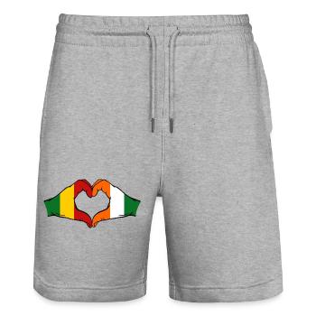 Mali Ivory Coast Flag Hands Heart Shape - Stanley/Stella Trainer Unisex Organic Jogging Shorts - heather grey - Front - Nik (191cm) & Marisol (170cm)
