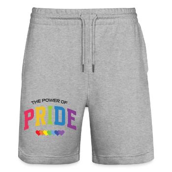 Mois de la Fierté LGBT - Le Pouvoir de la Fierté - Short de jogging bio TRAINER Stanley/Stella unisexe - gris chiné - Devant - Nik (191cm) & Marisol (170cm)
