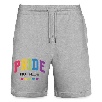 Mois de la Fierté LGBTQ - Fierté, pas Cacher - Short de jogging bio TRAINER Stanley/Stella unisexe - gris chiné - Devant - Nik (191cm) & Marisol (170cm)