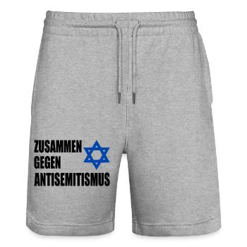 zusammen gegen antisemitism - Stanley/Stella Unisex Bio Joggingshorts Trainer  - Grau meliert - Vorne - Nik (191cm) & Marisol (170cm)