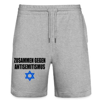 zusammen gegen antisemitism - Stanley/Stella Unisex Bio Joggingshorts Trainer  - Grau meliert - Vorne - Nik (191cm) & Marisol (170cm)