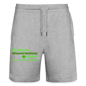 Wassermelone entkernt  - Stanley/Stella Unisex Bio Joggingshorts Trainer  - Grau meliert - Vorne - Nik (191cm) & Marisol (170cm)