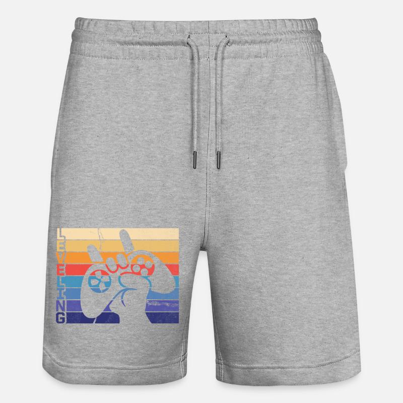 Level-Gamer-Controller - Stanley/Stella Unisex Bio Joggingshorts Trainer  - Grau meliert
