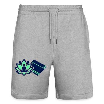 Meditation Yoga Mat Outline - Stanley/Stella Trainer Unisex Organic Jogging Shorts - heather grey - Front - Nik (191cm) & Marisol (170cm)