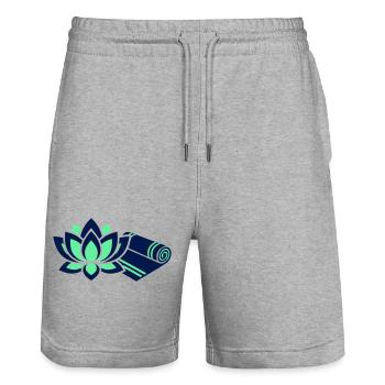 Lotus Flower Yoga Mat Icon - Stanley/Stella Trainer Unisex Organic Jogging Shorts - heather grey - Front - Nik (191cm) & Marisol (170cm)