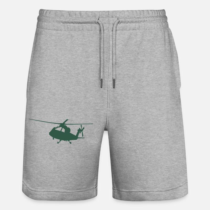 Silhouette d’hélicoptère vert - Short de jogging bio TRAINER Stanley/Stella unisexe - gris chiné