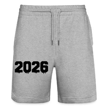 2026- - Stanley/Stella Unisex Bio Joggingshorts Trainer  - Grau meliert - Vorne - Nik (191cm) & Marisol (170cm)