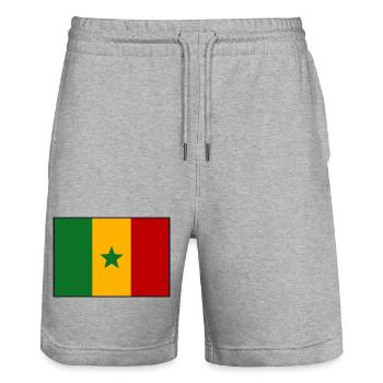 drapeau du Sénégal - Short de jogging bio TRAINER Stanley/Stella unisexe - gris chiné - Devant - Nik (191cm) & Marisol (170cm)