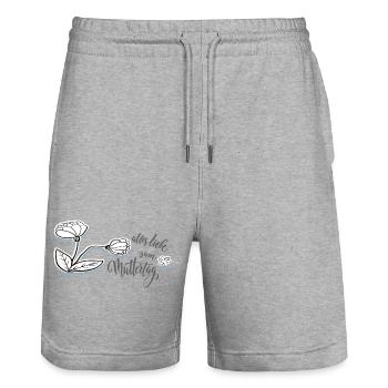 Blumen zum Muttertag - Stanley/Stella Unisex Bio Joggingshorts Trainer  - Grau meliert - Vorne - Nik (191cm) & Marisol (170cm)