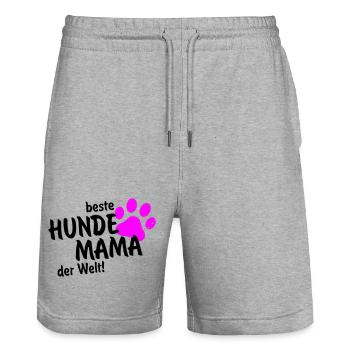 beste Hundemama der Welt - Stanley/Stella Unisex Bio Joggingshorts Trainer  - Grau meliert - Vorne - Nik (191cm) & Marisol (170cm)