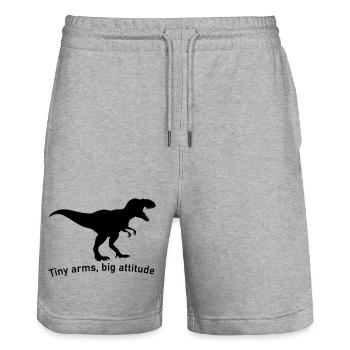 Kleine Hände großes Ego großer Dinosaurier T-Rex - Stanley/Stella Unisex Bio Joggingshorts Trainer  - Grau meliert - Vorne - Nik (191cm) & Marisol (170cm)