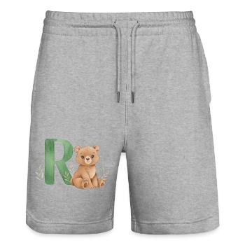 Tenez bon avec l’illustration de la lettre R - Short de jogging bio TRAINER Stanley/Stella unisexe - gris chiné - Devant - Nik (191cm) & Marisol (170cm)