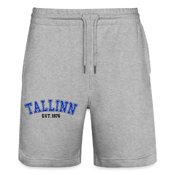 Tallinn gegründet 1976 - Stanley/Stella Unisex Bio Joggingshorts Trainer  - Grau meliert - Vorne - Nik (191cm) & Marisol (170cm)