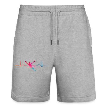 Battement de cœur de Boulderer Bloc Bloc - Short de jogging bio TRAINER Stanley/Stella unisexe - gris chiné - Devant - Nik (191cm) & Marisol (170cm)