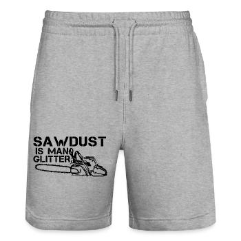 Sawdust Is Man Glitter Shirt - Stanley/Stella Trainer Unisex Organic Jogging Shorts - heather grey - Front - Nik (191cm) & Marisol (170cm)