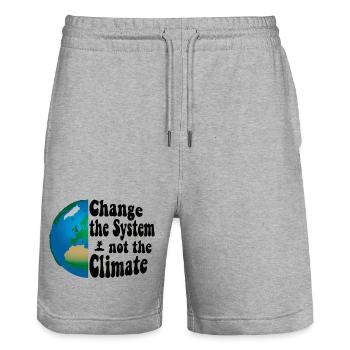Changer le système, pas le climat - Short de jogging bio TRAINER Stanley/Stella unisexe - gris chiné - Devant - Nik (191cm) & Marisol (170cm)
