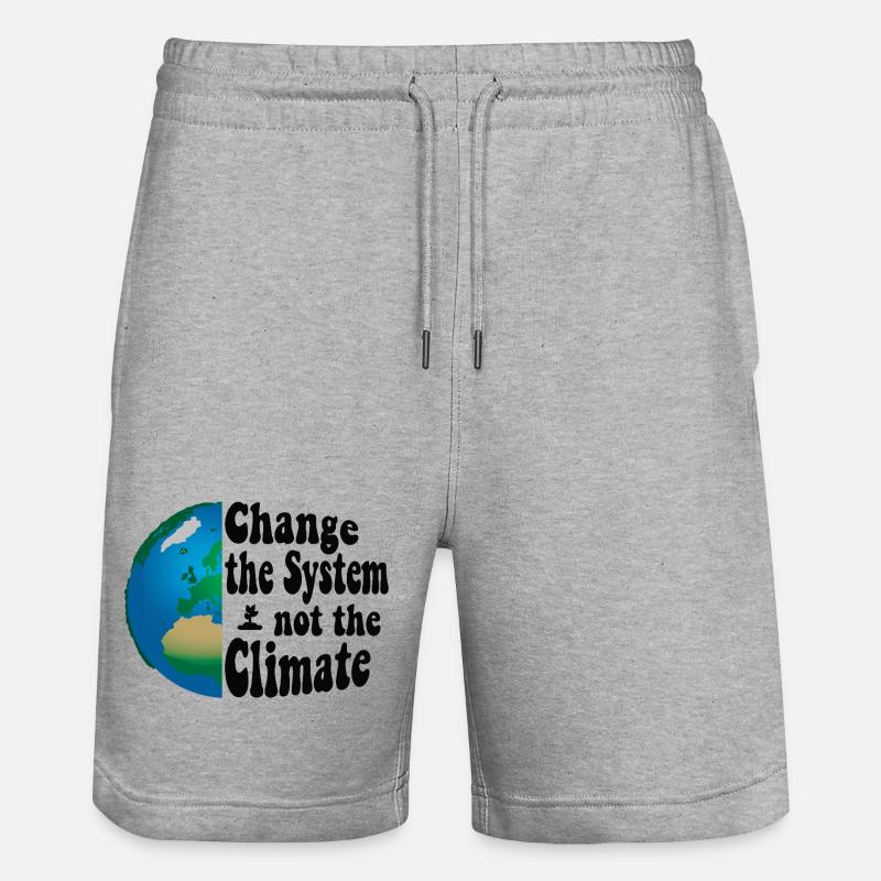 Change the system, not the climate - Stanley/Stella Unisex Bio Joggingshorts Trainer  - Grau meliert