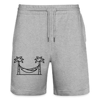 Plan des vacances des palmiers Hammock - Short de jogging bio TRAINER Stanley/Stella unisexe - gris chiné - Devant - Nik (191cm) & Marisol (170cm)
