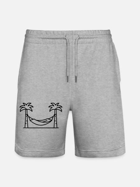 Hammock Palm Trees Holiday Outline - Stanley/Stella Trainer Unisex Organic Jogging Shorts - heather grey