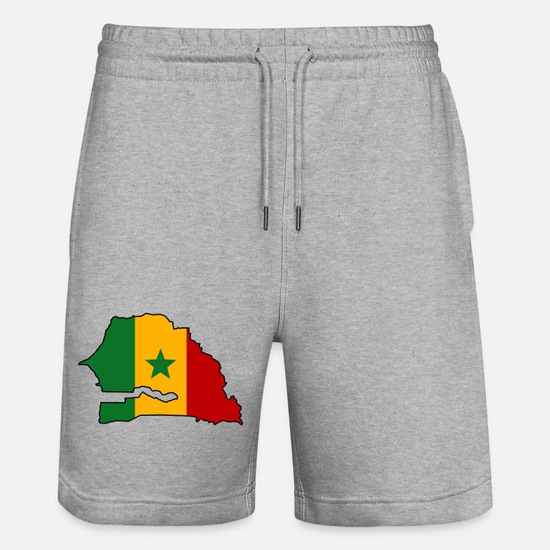 Carte du drapeau du Sénégal - Short de jogging bio TRAINER Stanley/Stella unisexe - gris chiné
