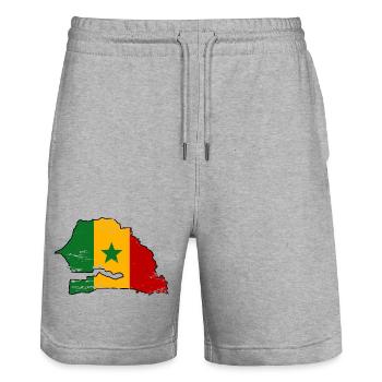 Senegal Flagge Landkarte - Stanley/Stella Unisex Bio Joggingshorts Trainer  - Grau meliert - Vorne - Nik (191cm) & Marisol (170cm)